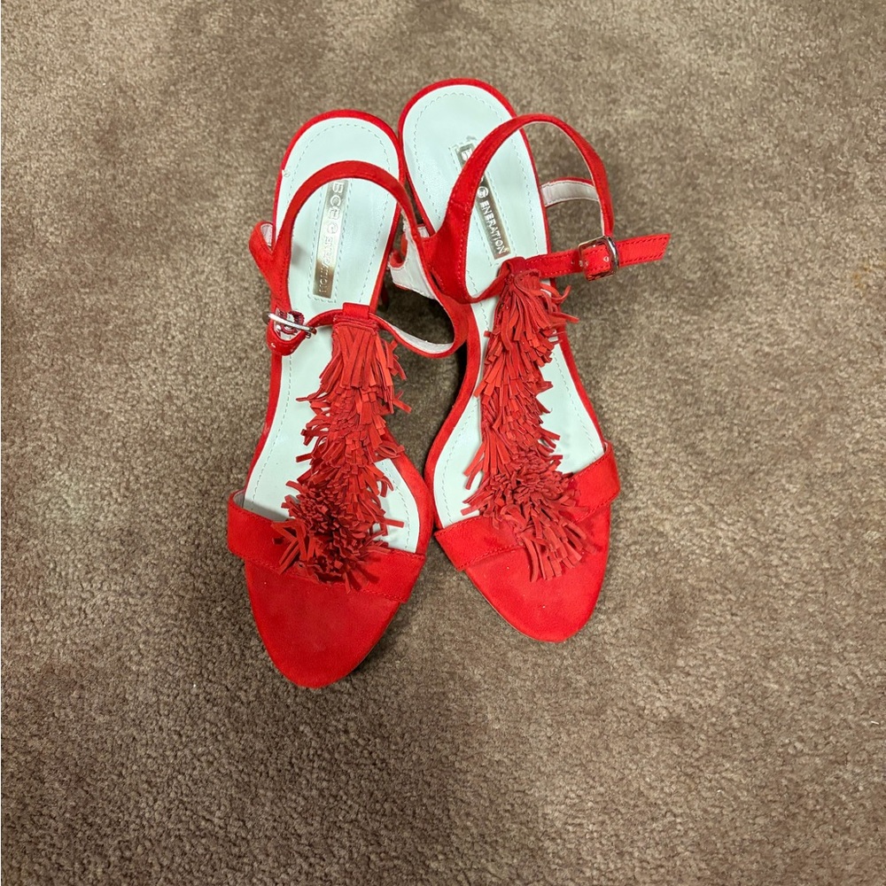 BCBG Red Fringe Heels